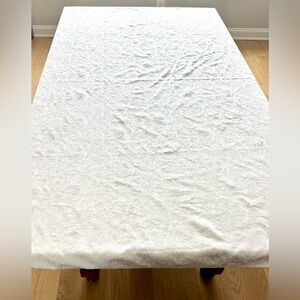 Waterford Linens Tablecloth 80” x 64” – Elegant Ivory Scroll Damask Rectangular